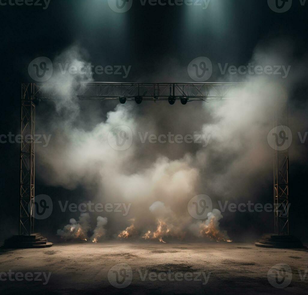 AI generated Stage style wood and iron background for your compositions AI generated photo