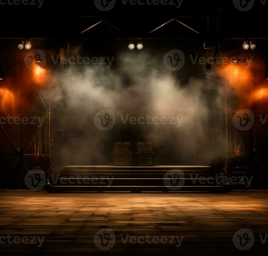 AI generated Stage style wood and iron background for your compositions AI generated photo