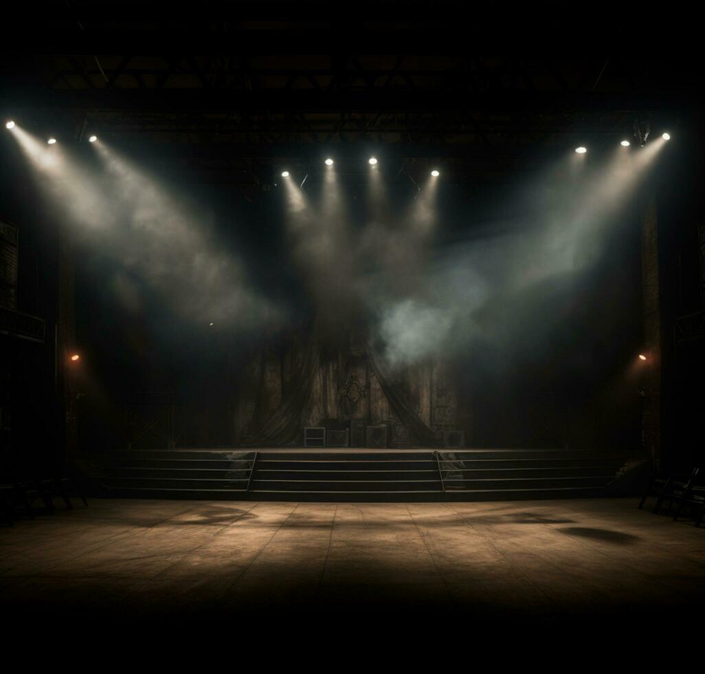 Stage style wood and iron background for your compositions AI generated photo