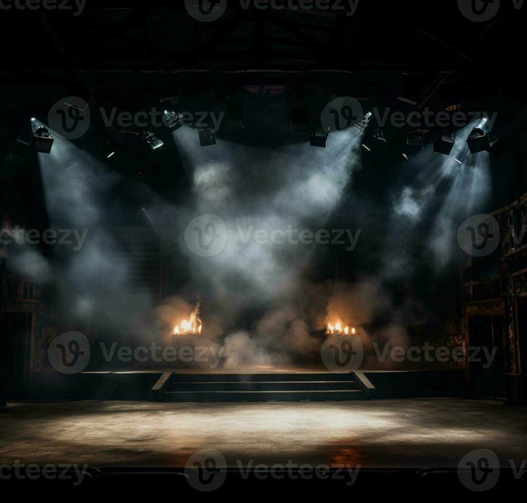 AI generated Stage style wood and iron background for your compositions AI generated photo