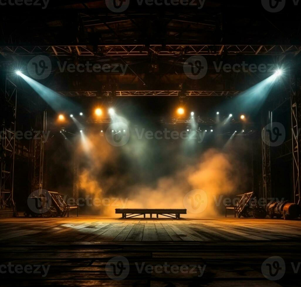 AI generated Stage style wood and iron background for your compositions AI generated photo