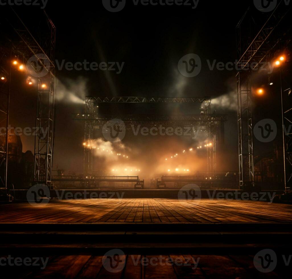 AI generated Stage style wood and iron background for your compositions AI generated photo