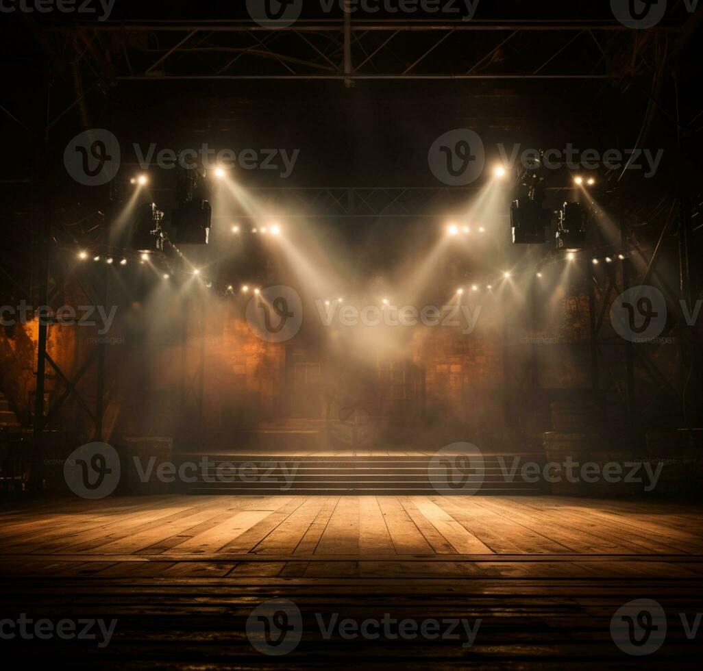 AI generated Stage style wood and iron background for your compositions AI generated photo