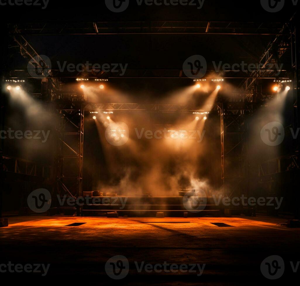 AI generated Stage style wood and iron background for your compositions AI generated photo