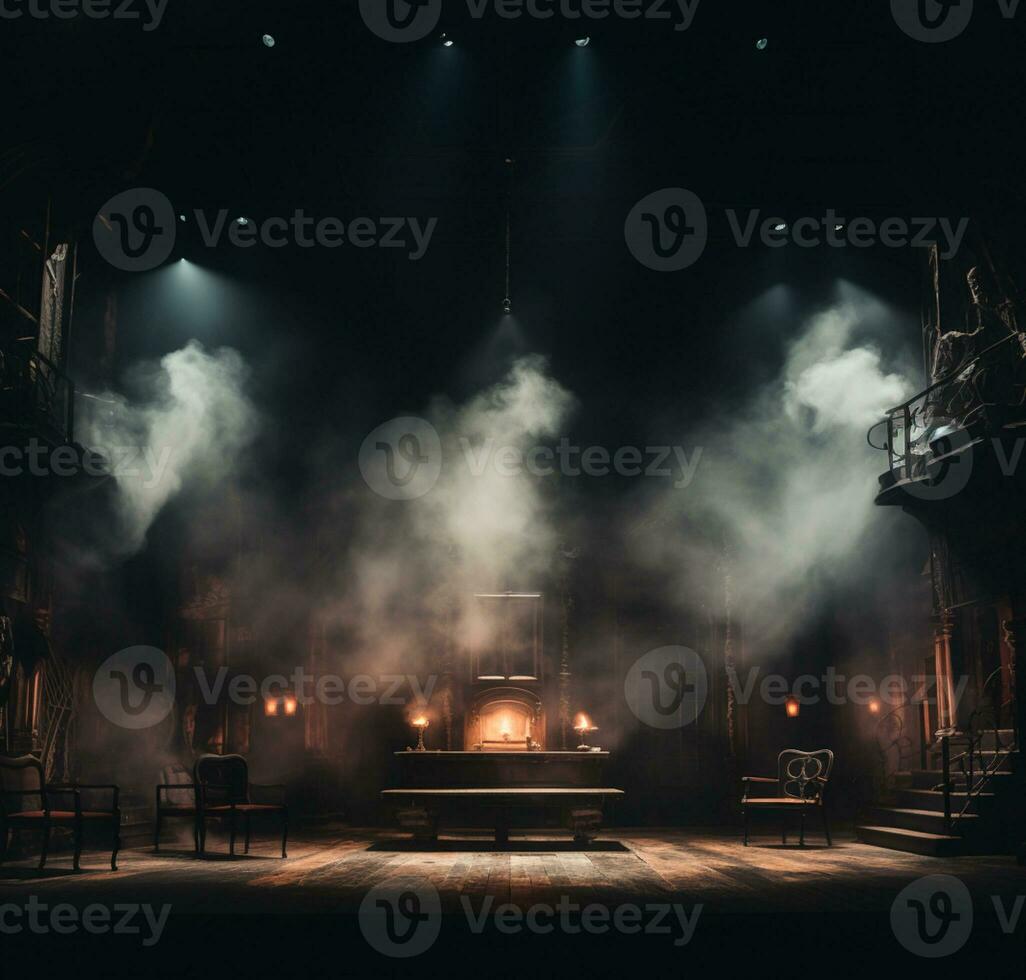 AI generated Stage style wood and iron background for your compositions AI generated photo