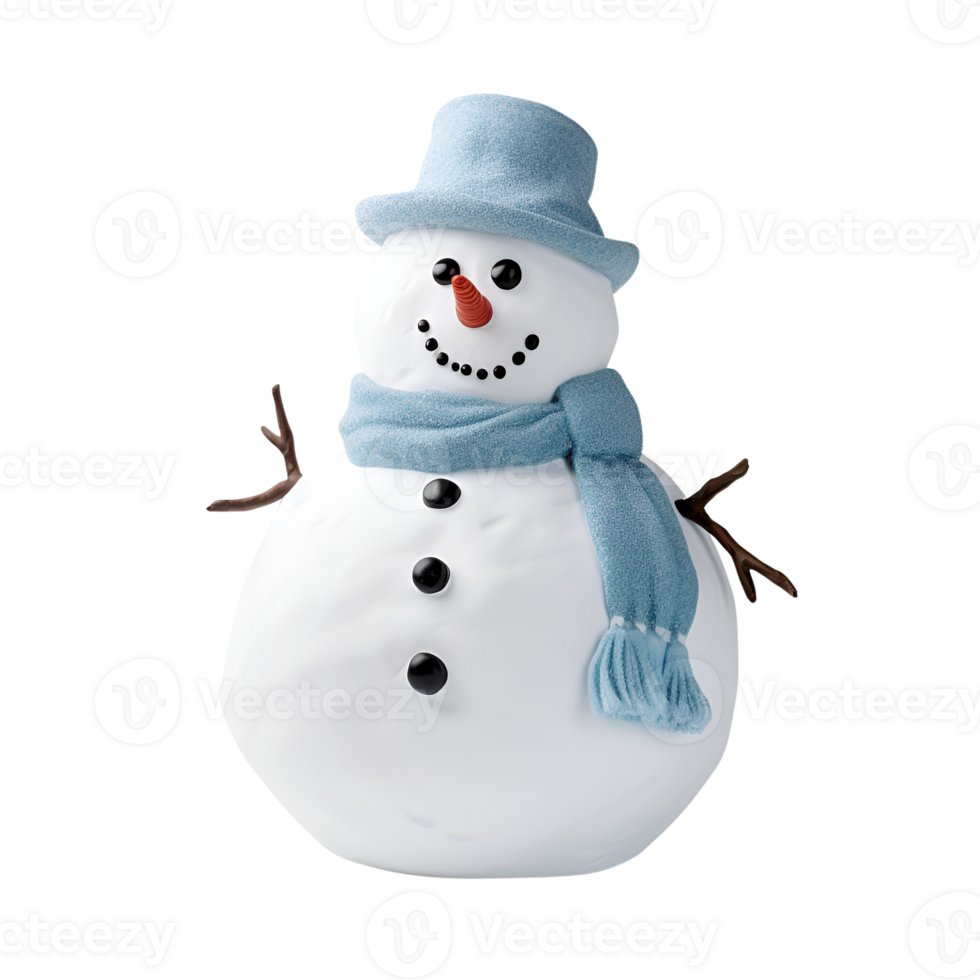 AI generated Artistic Realistic Style Christmas Snowman No Background Perfect for Print on Demand Merchandise png