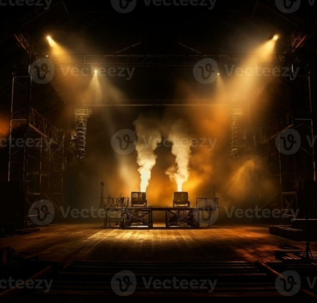 AI generated Stage style wood and iron background for your compositions AI generated photo