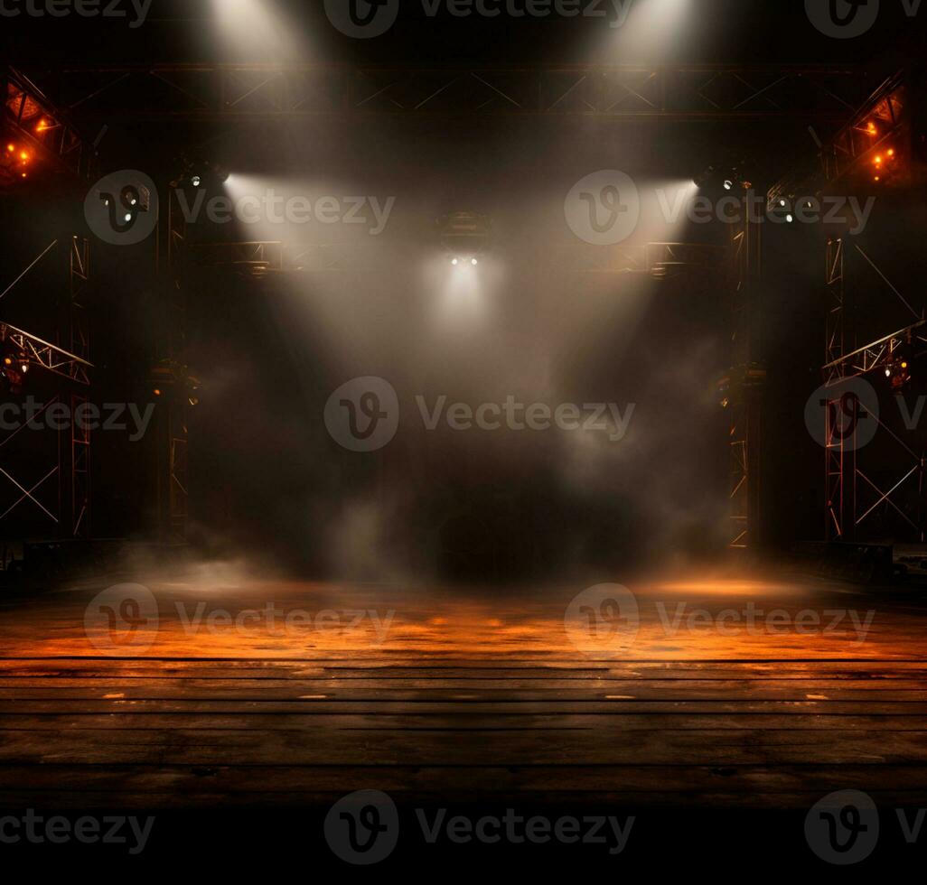 AI generated Stage style wood and iron background for your compositions AI generated photo