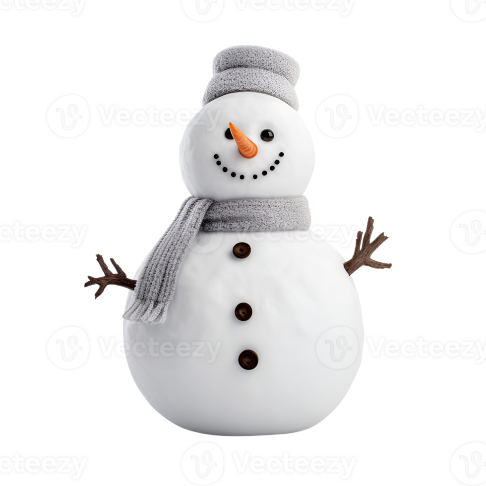 AI generated Artistic Realistic Style Christmas Snowman No Background Perfect for Print on Demand Merchandise png