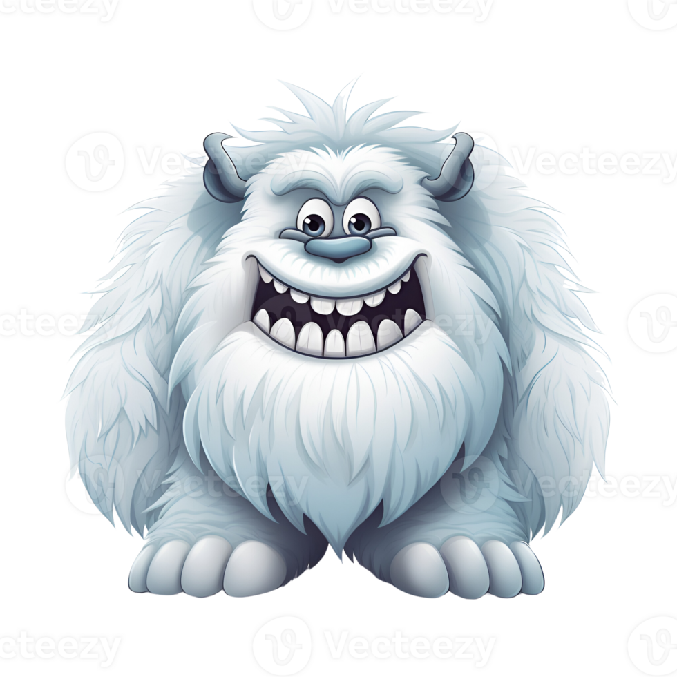 AI generated Cartoon Style Yeti Illustration No Background Perfect for Print on Demand Merchandise png