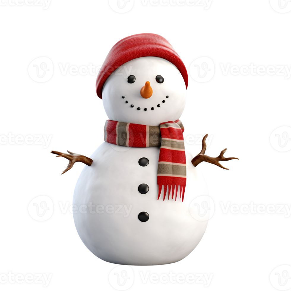 AI generated Artistic Realistic Style Christmas Snowman No Background Perfect for Print on Demand Merchandise png