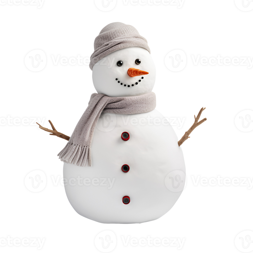 AI generated Artistic Realistic Style Christmas Snowman No Background Perfect for Print on Demand Merchandise png