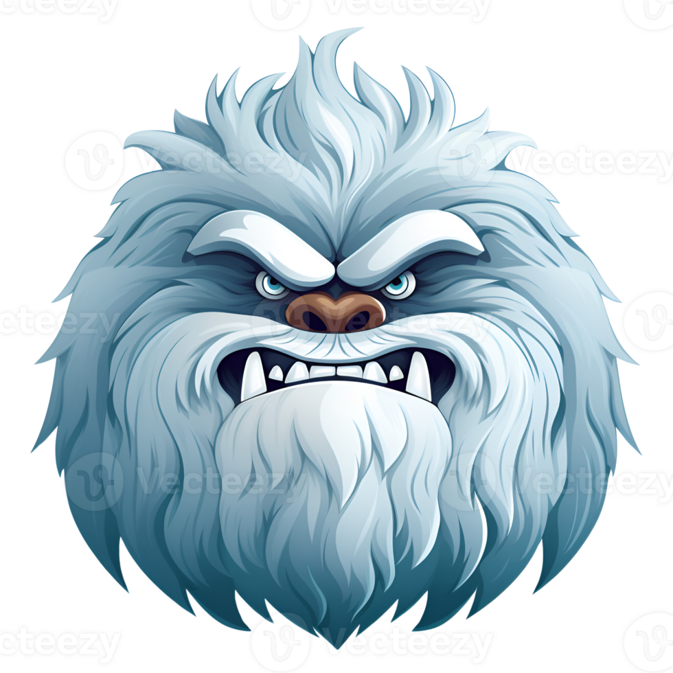 AI generated Cartoon Style Yeti Illustration No Background Perfect for Print on Demand Merchandise png