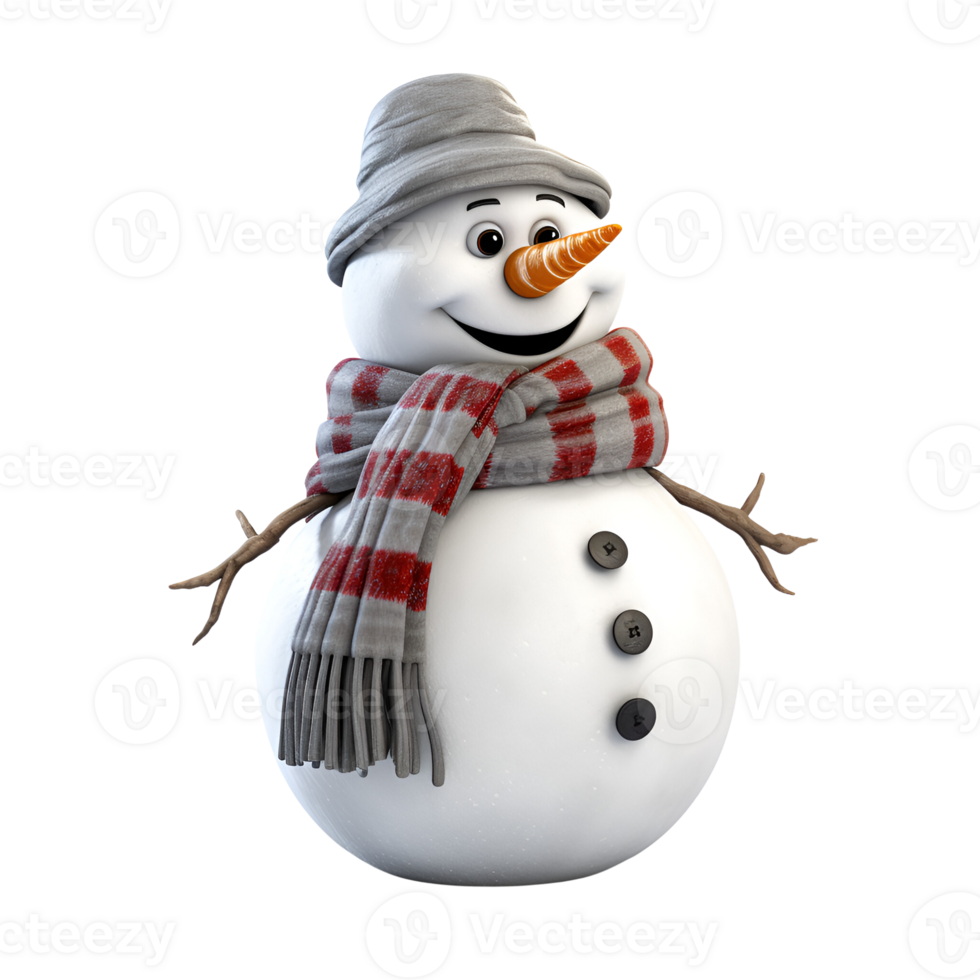 AI generated Artistic Realistic Style Christmas Snowman No Background Perfect for Print on Demand Merchandise png
