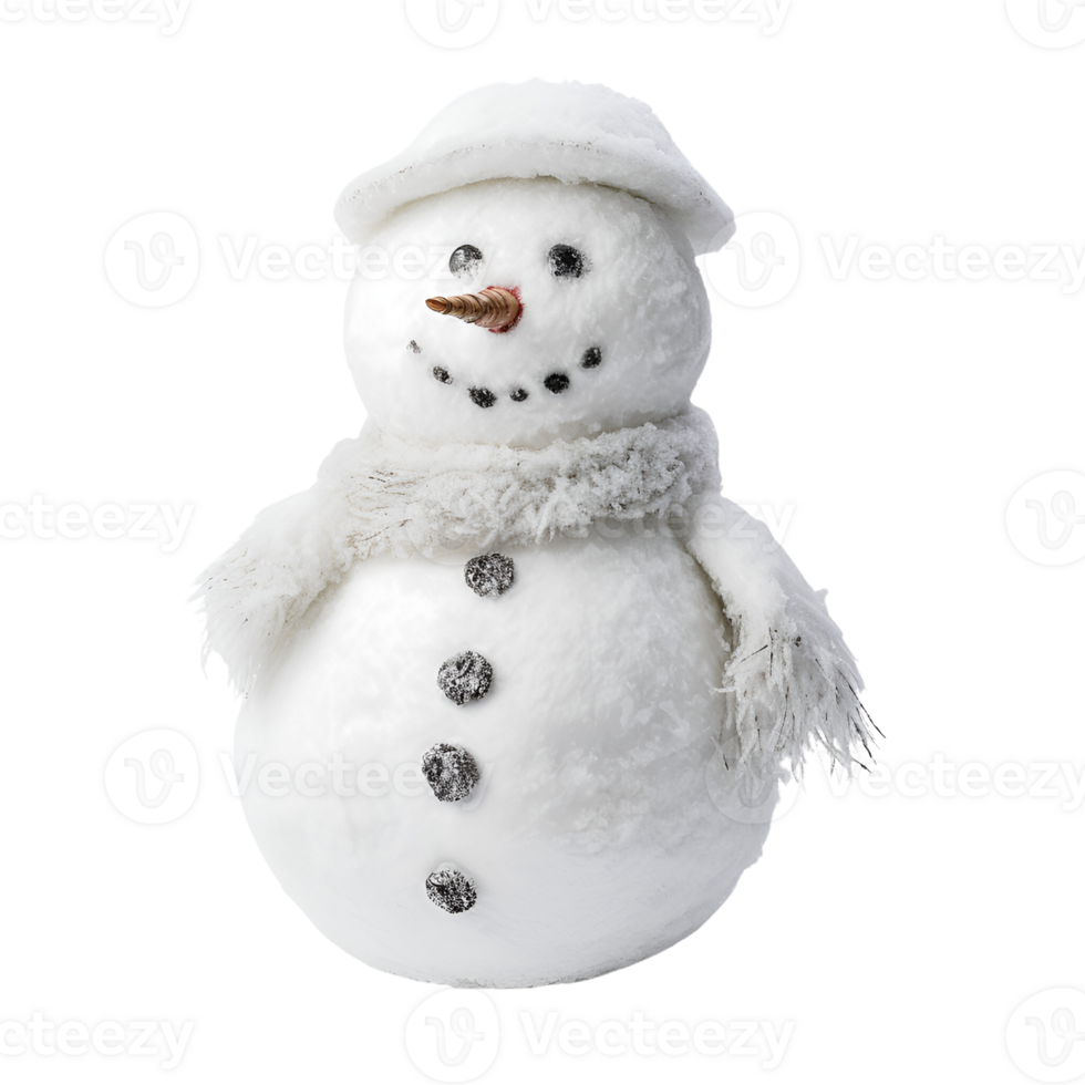 AI generated Artistic Realistic Style Christmas Snowman No Background Perfect for Print on Demand Merchandise png