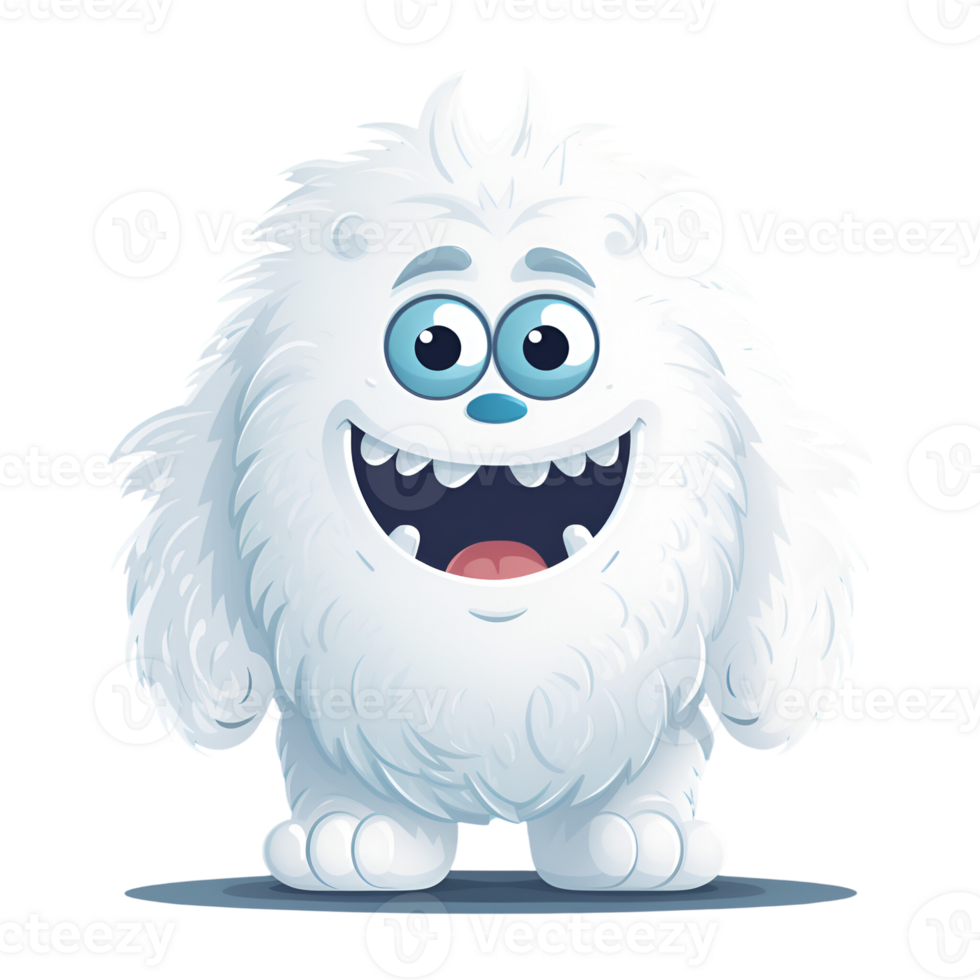 AI generated Cartoon Style Yeti Illustration No Background Perfect for Print on Demand Merchandise png