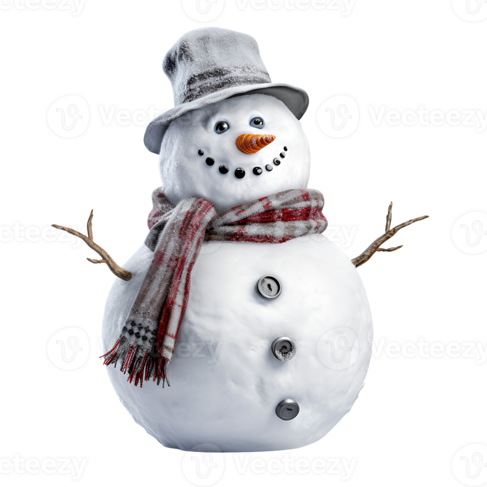 AI generated Artistic Realistic Style Christmas Snowman No Background Perfect for Print on Demand Merchandise png