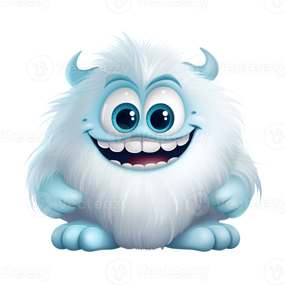 AI generated Cartoon Style Yeti Illustration No Background Perfect for Print on Demand Merchandise png