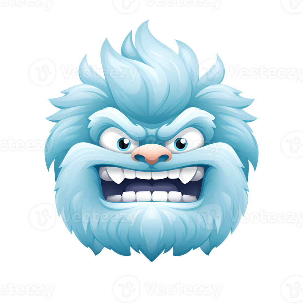AI generated Cartoon Style Yeti Illustration No Background Perfect for Print on Demand Merchandise png