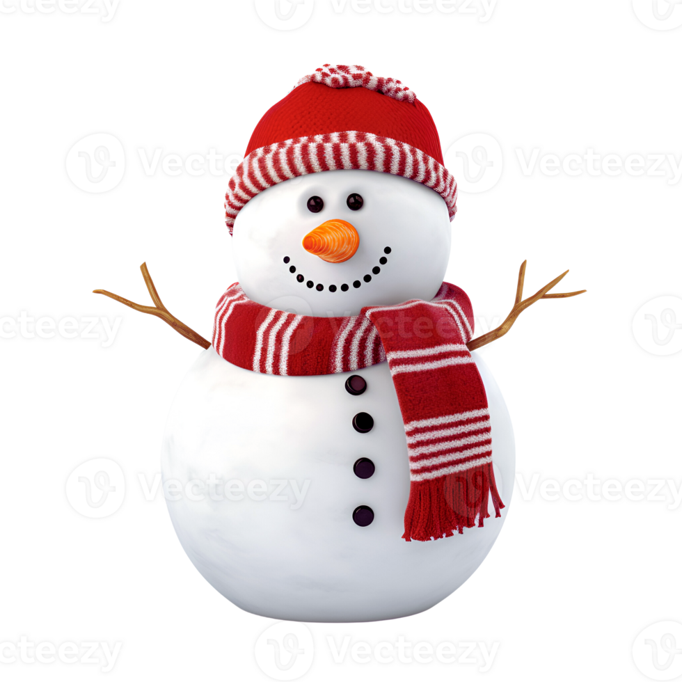 AI generated Artistic Realistic Style Christmas Snowman No Background Perfect for Print on Demand Merchandise png