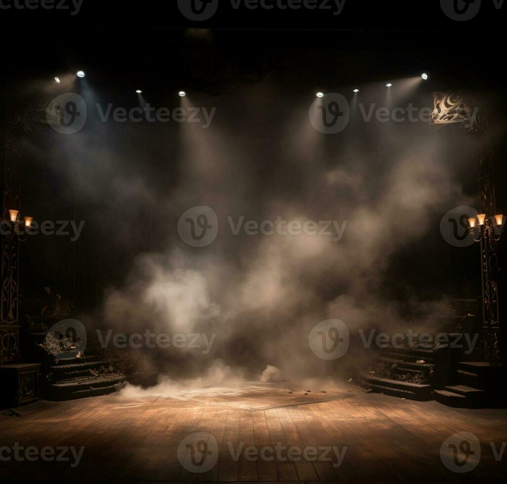 AI generated Stage style wood and iron background for your compositions AI generated photo