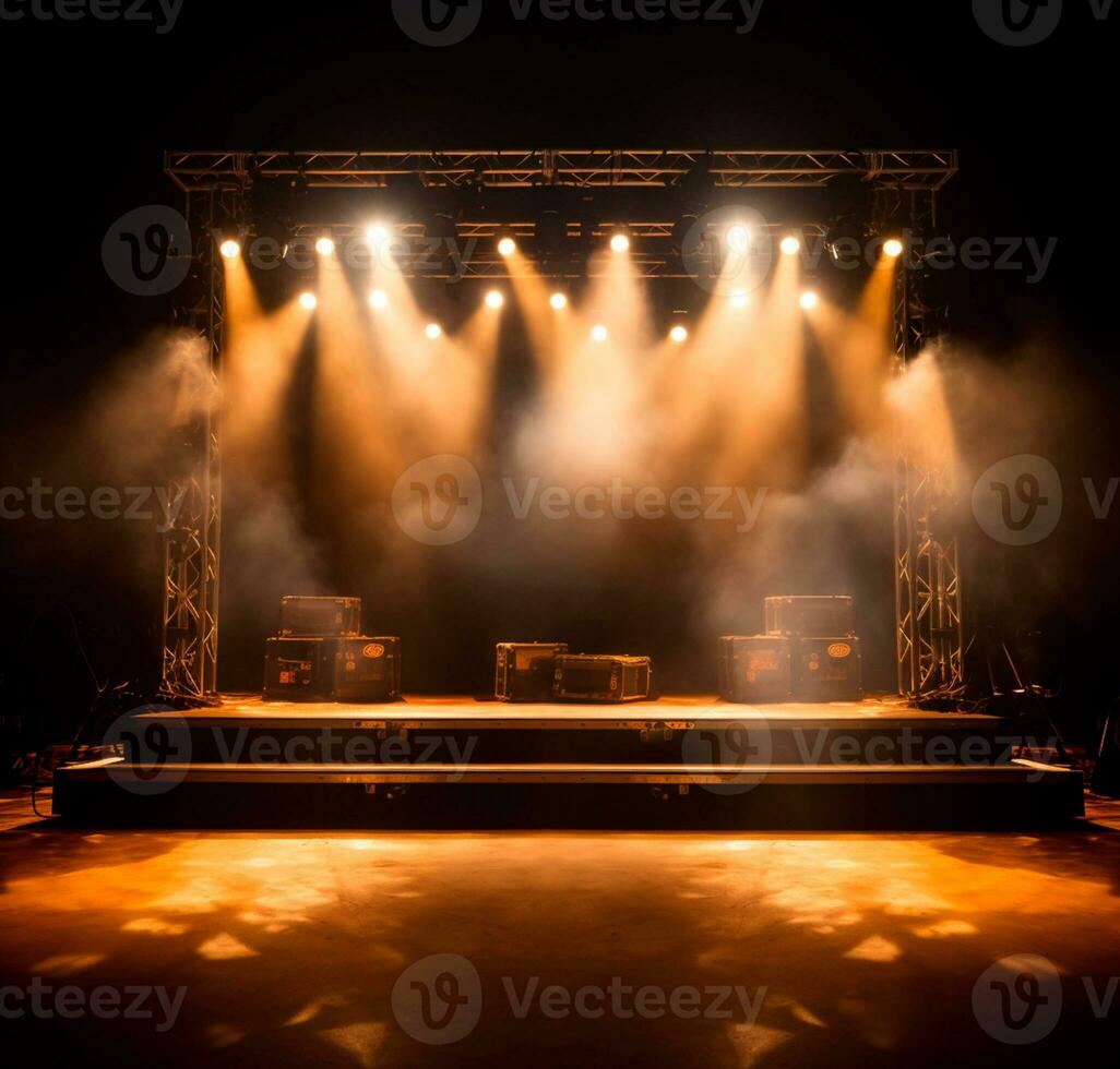 AI generated Stage style wood and iron background for your compositions AI generated photo