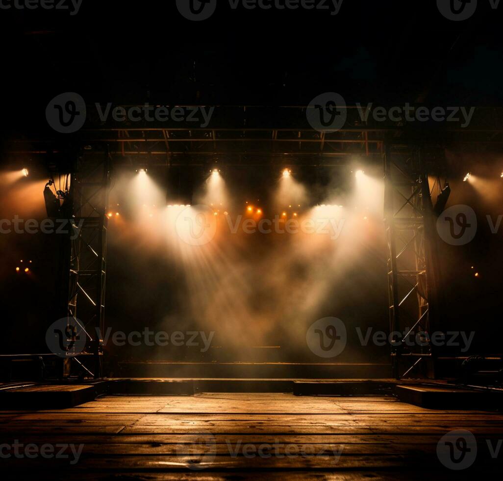 AI generated Stage style wood and iron background for your compositions AI generated photo