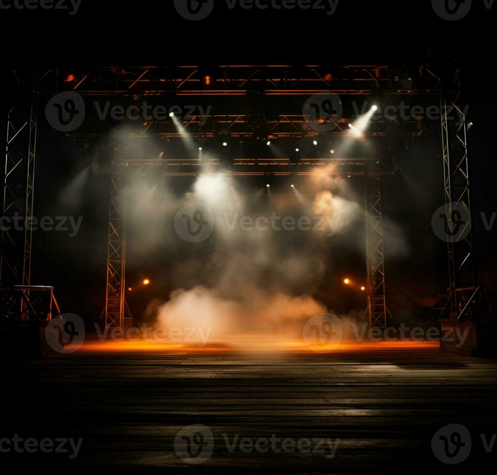 AI generated Stage style wood and iron background for your compositions AI generated photo