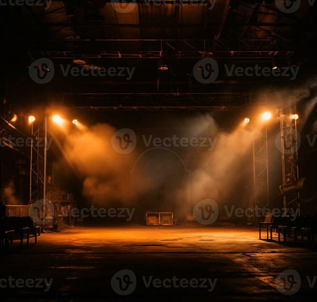 AI generated Stage style wood and iron background for your compositions AI generated photo