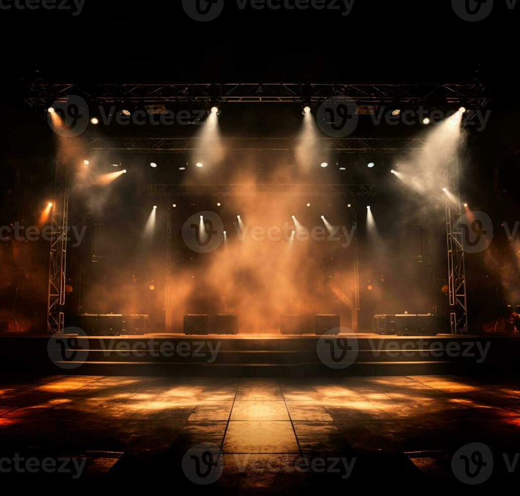 AI generated Stage style wood and iron background for your compositions AI generated photo