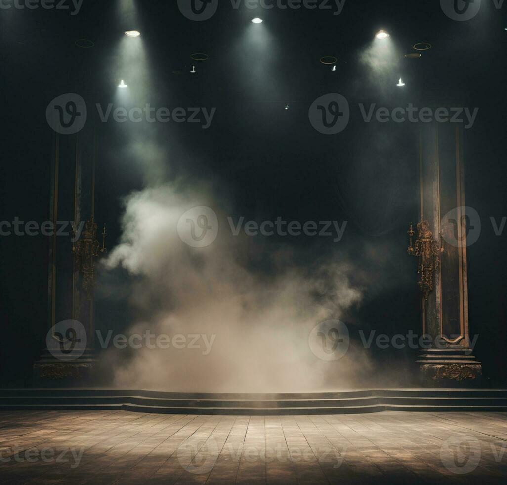 AI generated Stage style wood and iron background for your compositions AI generated photo