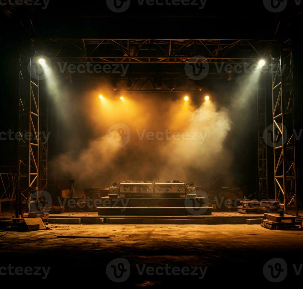 AI generated Stage style wood and iron background for your compositions AI generated photo