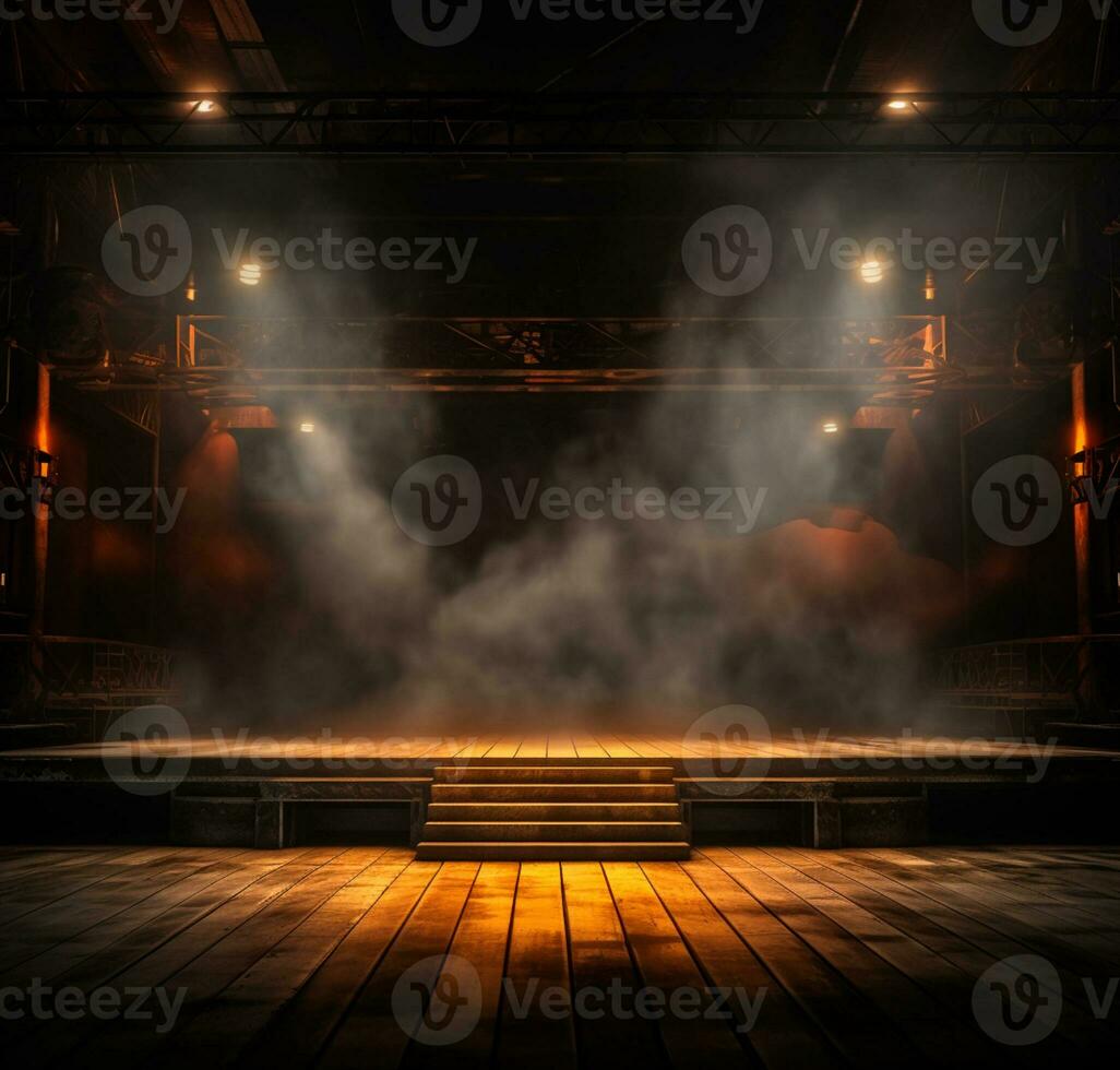 AI generated Stage style wood and iron background for your compositions AI generated photo