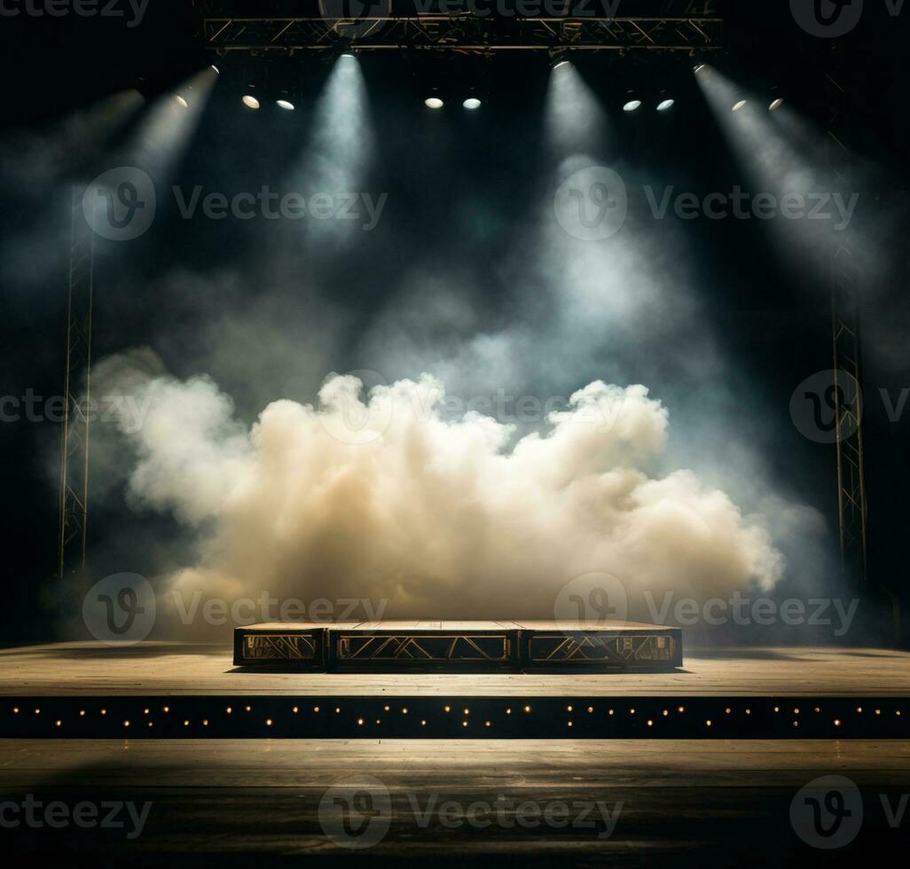 AI generated Stage style wood and iron background for your compositions AI generated photo