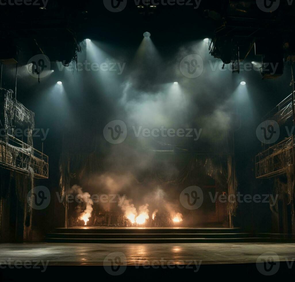 AI generated Stage style wood and iron background for your compositions AI generated photo