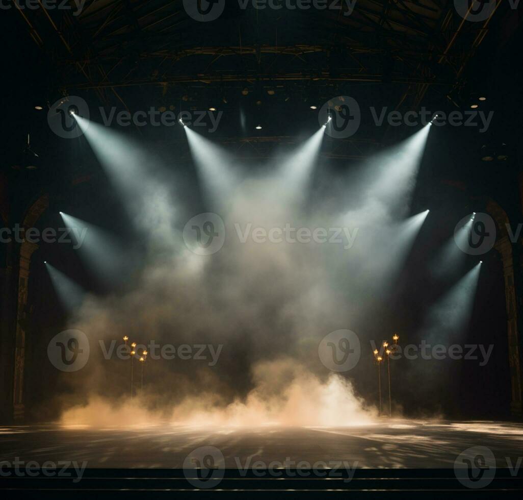 AI generated Stage style wood and iron background for your compositions AI generated photo