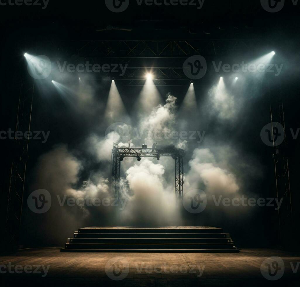 AI generated Stage style wood and iron background for your compositions AI generated photo