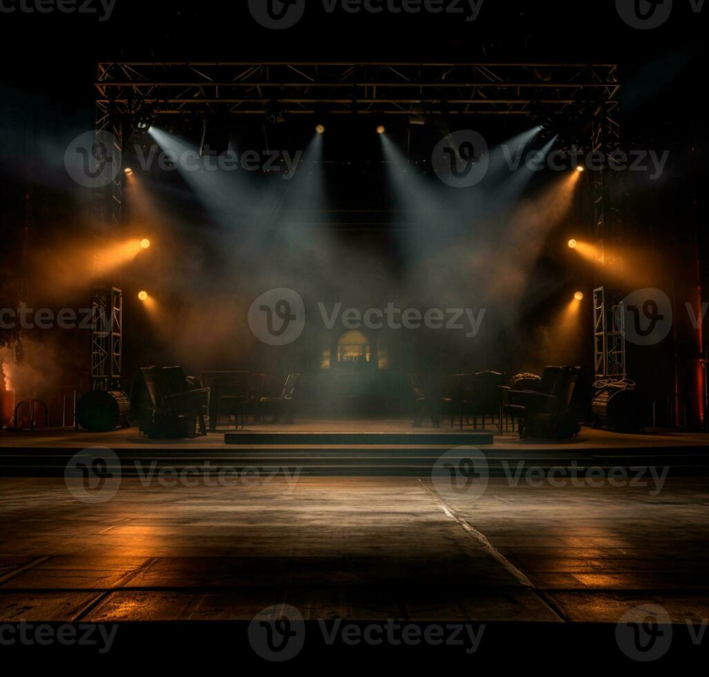 AI generated Stage style wood and iron background for your compositions AI generated photo