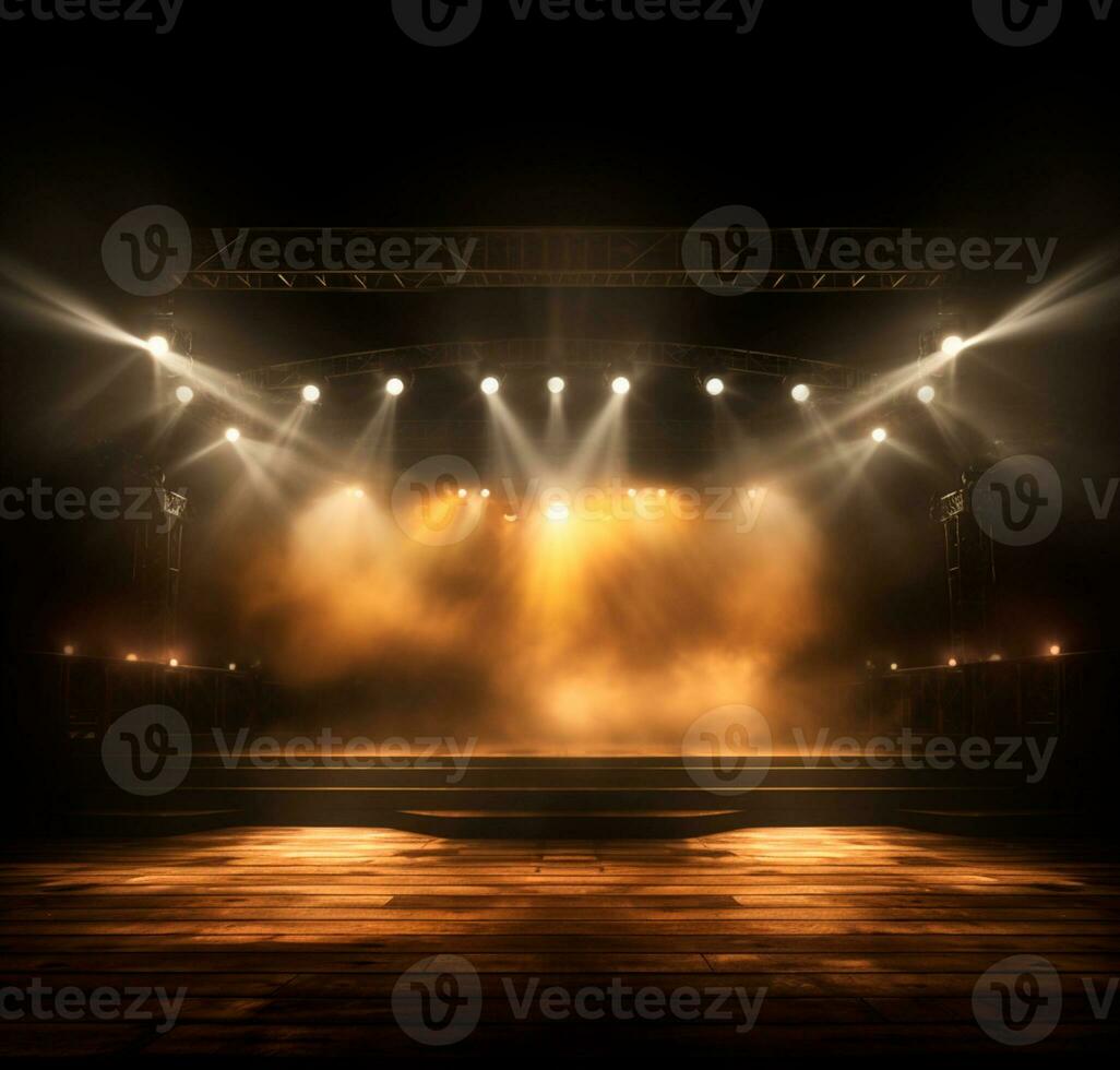 AI generated Stage style wood and iron background for your compositions AI generated photo