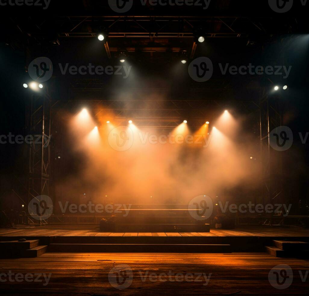 AI generated Stage style wood and iron background for your compositions AI generated photo