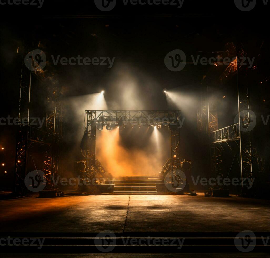 AI generated Stage style wood and iron background for your compositions AI generated photo