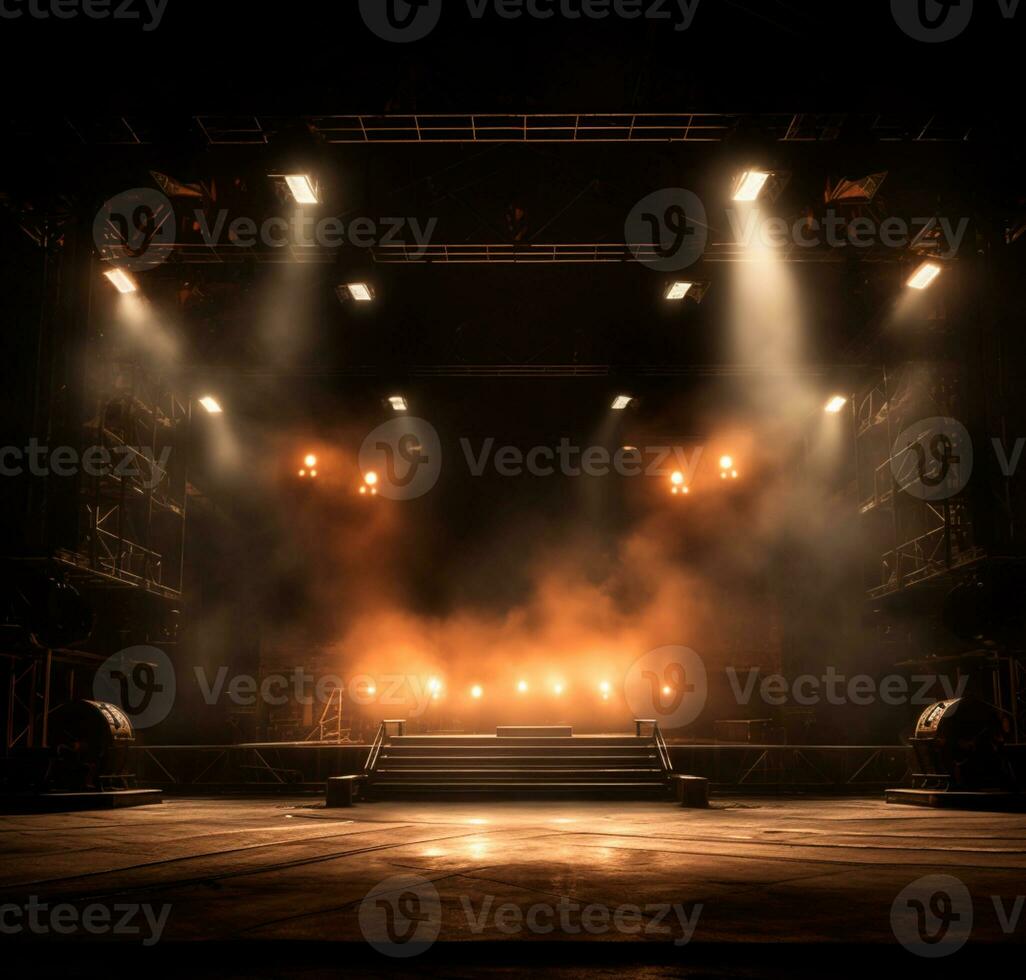 AI generated Stage style wood and iron background for your compositions AI generated photo