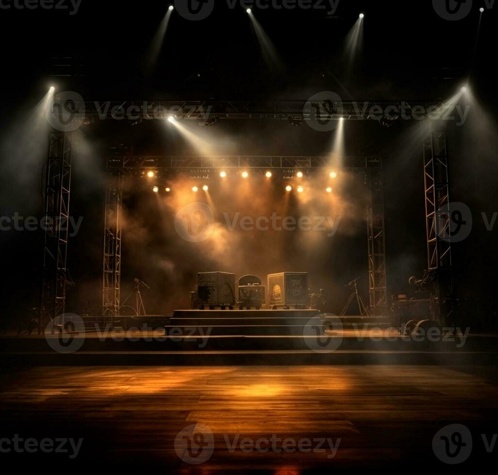 AI generated Stage style wood and iron background for your compositions AI generated photo