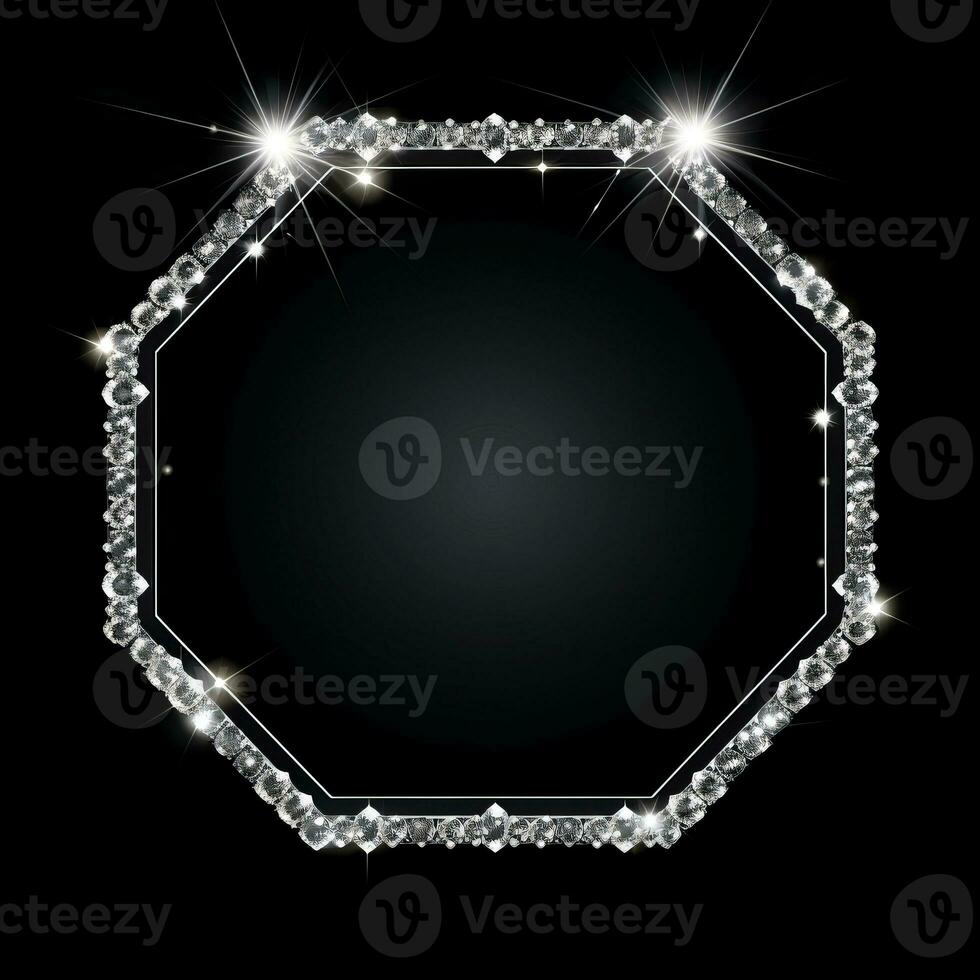 an octagonal frame made of diamonds on a black background generative ai photo