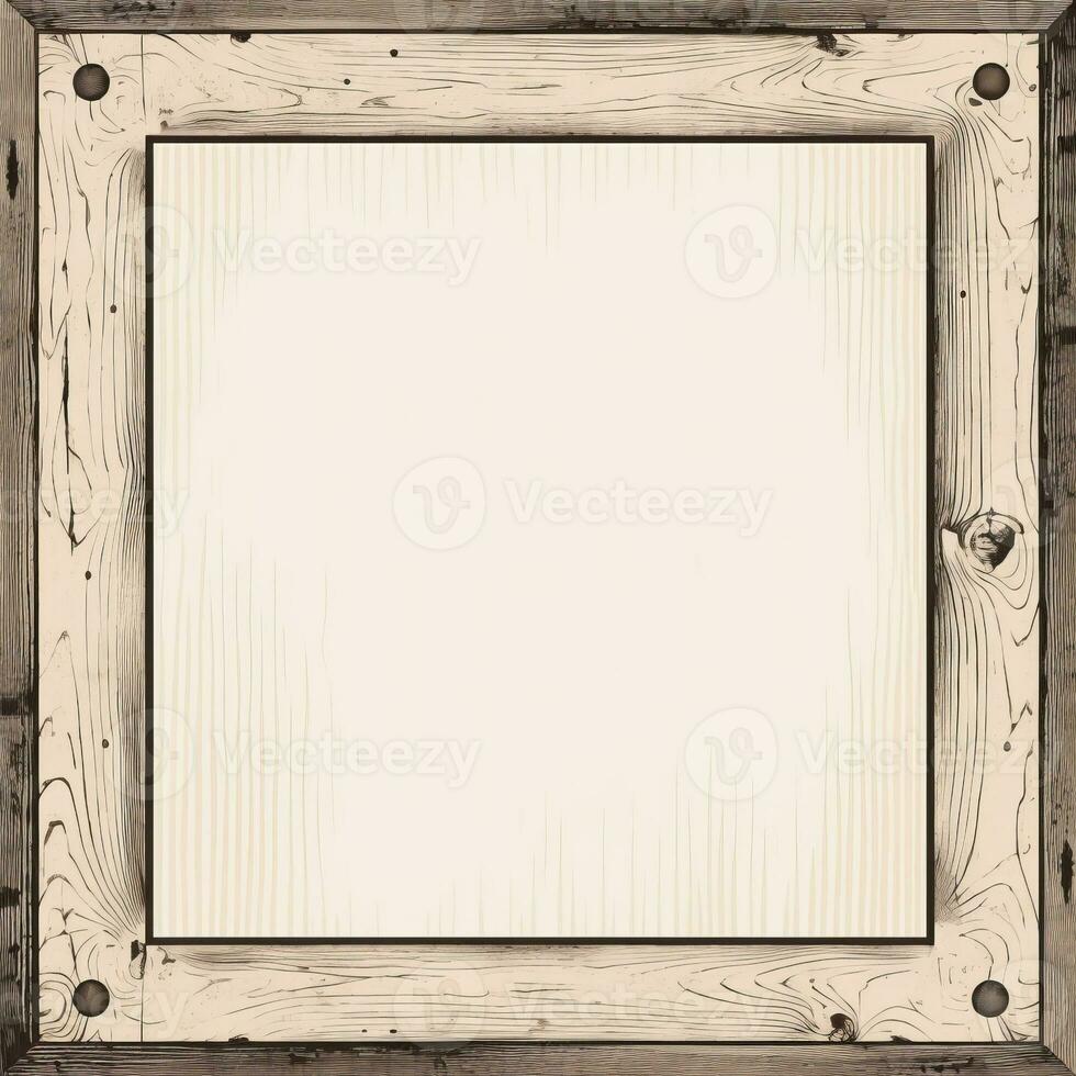 an old wooden frame on a white background generative ai photo