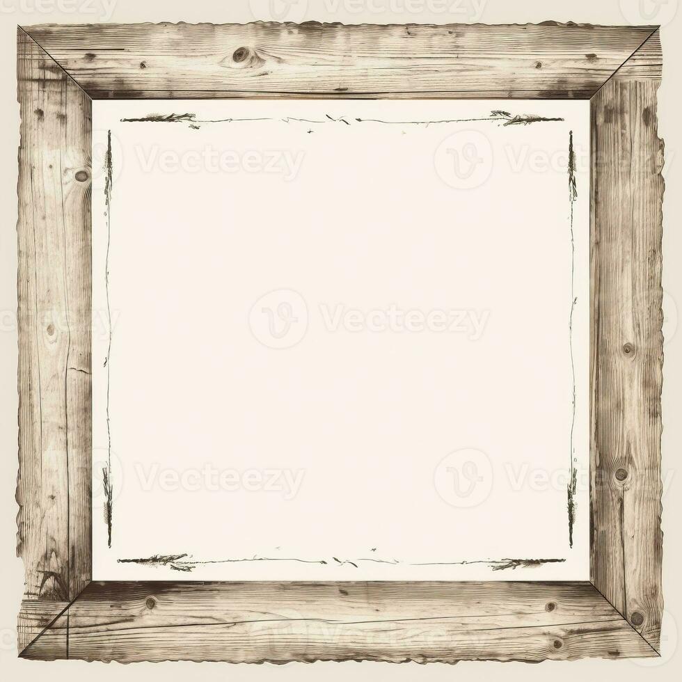 an old wooden frame on a white background generative ai photo