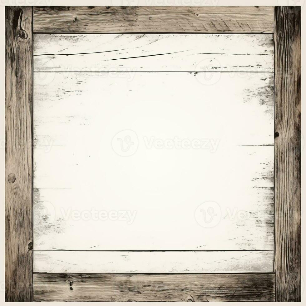 an old wooden frame on a white background generative ai photo