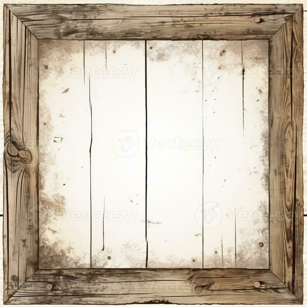 an old wooden frame on a white background generative ai photo