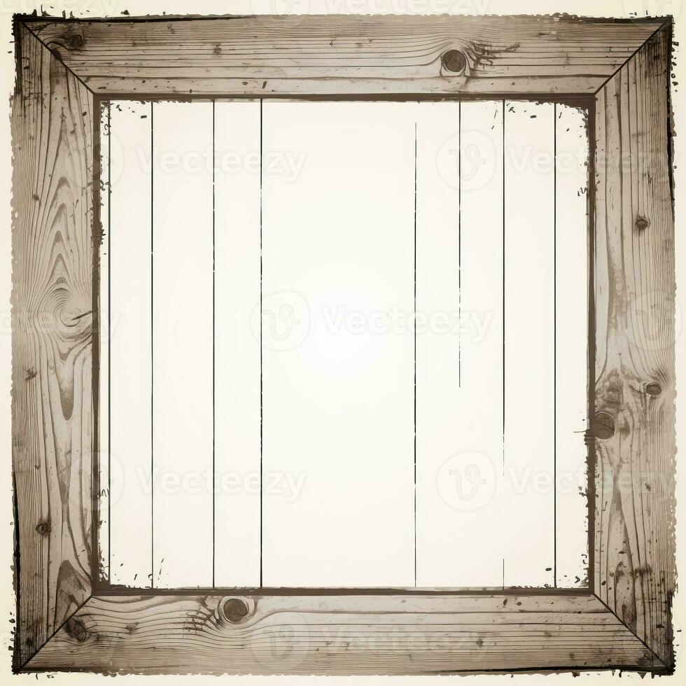an old wooden frame on a white background generative ai photo