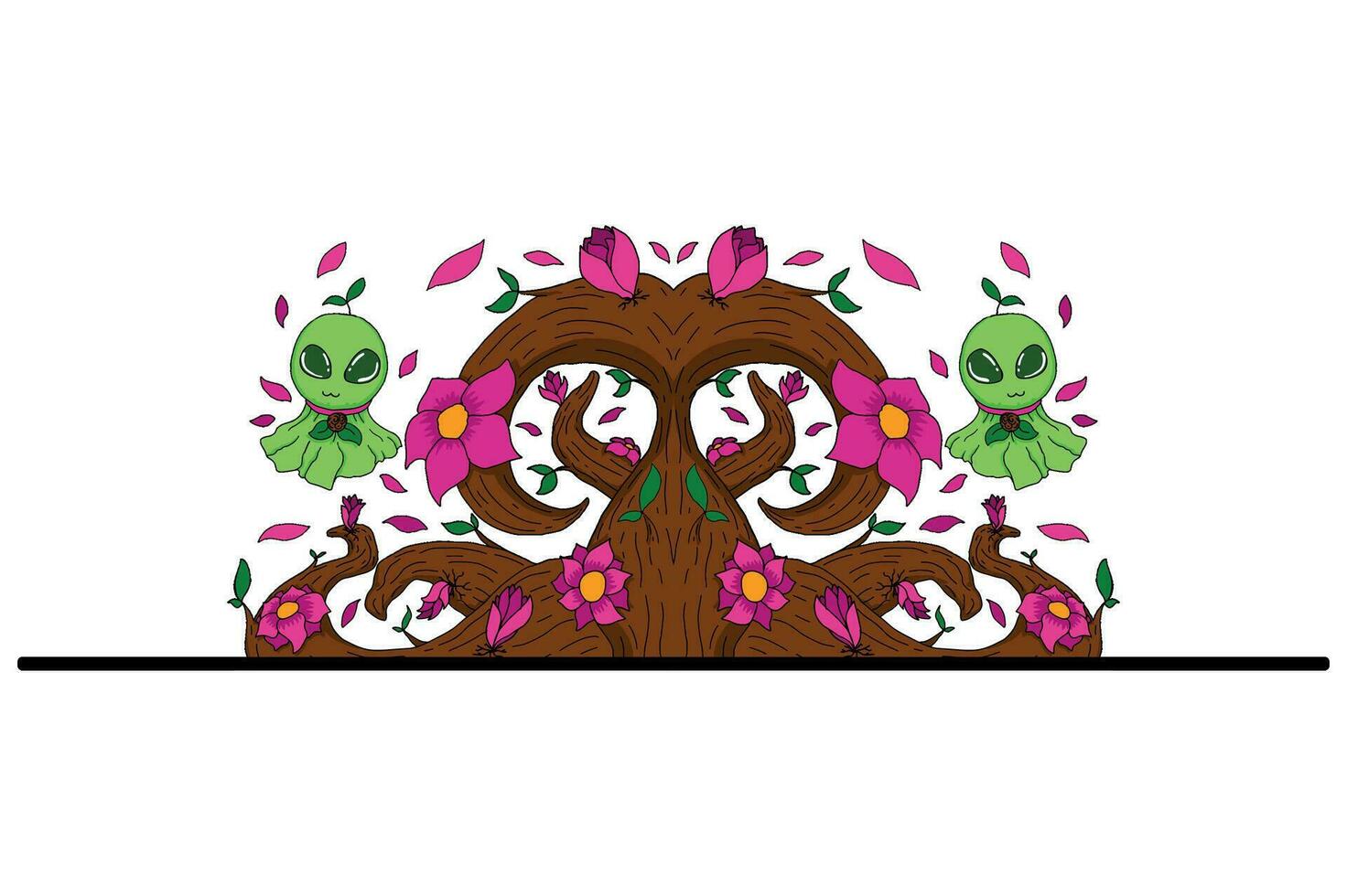 Fairy and Flora Border Design vector